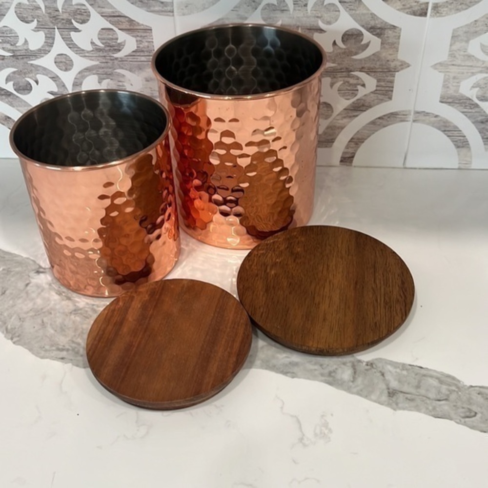 NEW Uncommon‎ James Set of 2 copper Canisters. •••sold out••• on website - Picture 3 of 4